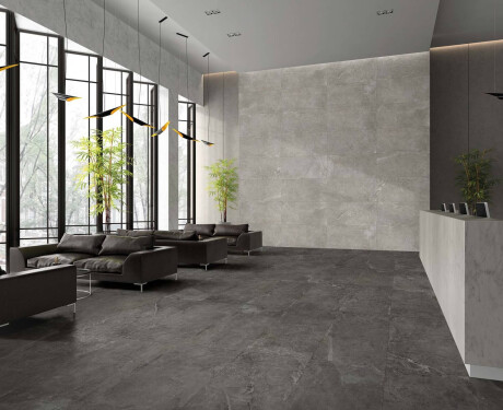 60x120 cm dark gray floor tile with light veins, matte finish, A4H141 Ermetica Lavagna