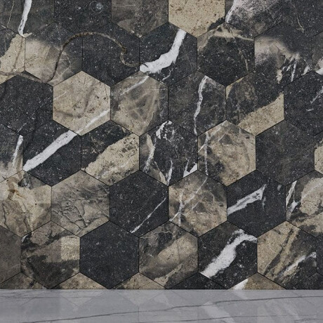 Large-format 120x280 cm black glossy porcelain tile with gold veins, rectified, A4H195 Pierre Black #1