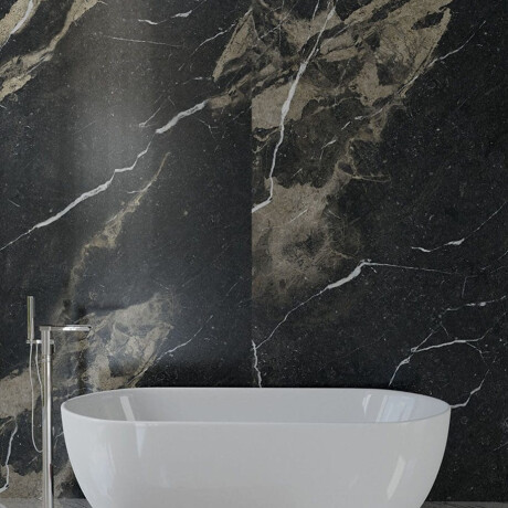 Large-format 120x280 cm black glossy porcelain tile with gold veins, rectified, A4H195 Pierre Black #3