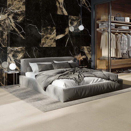 Large-format 120x270 cm matte black porcelain tile with gold veins, rectified, A4H196 Pierre Black #4