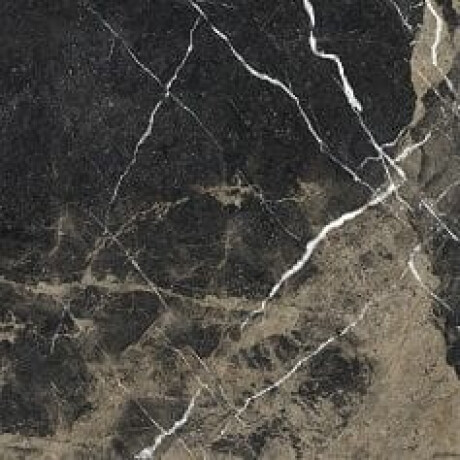 Pierre Black Glazed Porcelain Floor Tile, 120x120 cm, glossy black with gold veins, rectified, A4H197 #10