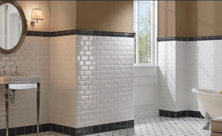 10x20 White Glossy Beveled Ceramic Wall Tile, A4H22 Blanco Brillo