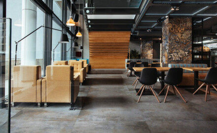 Glazed porcelain floor tile, 120x120 cm, matte brown, rectified, A4H265 City Multicolor