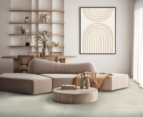 Glazed porcelain floor tile, 60x120 cm, light gray concrete, matte, rectified, A4H302 Massive Snow