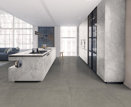 Glazed porcelain floor tile, 60x120 cm, matte concrete gray, rectified, A4H322 Massive Davy