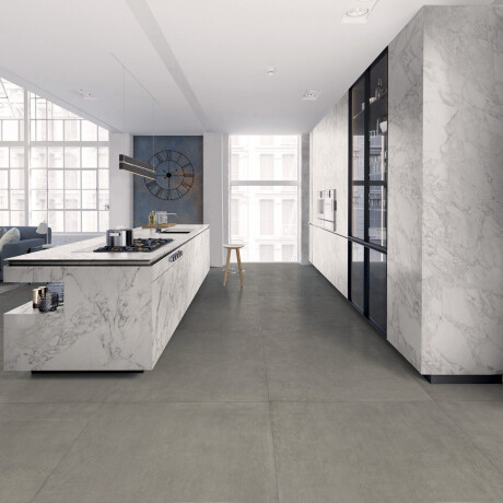 Glazed porcelain floor tile, 60x120 cm, matte concrete gray, rectified, A4H322 Massive Davy #1