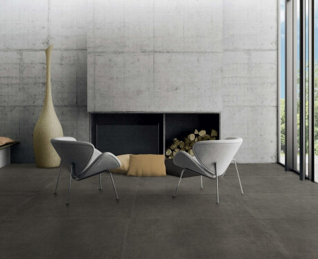 Glazed porcelain floor tile, 60x120 cm, dark gray concrete, matte, rectified, A4H327 Massive Dimgray
