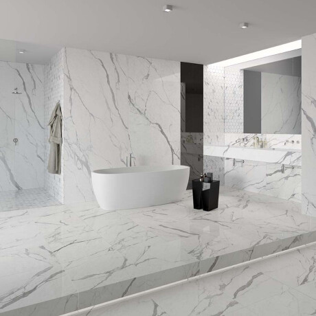 Glazed porcelain floor tile, 120x280 cm, matte finish with gray veining, rectified, A4H452 Statuario Superiore #2
