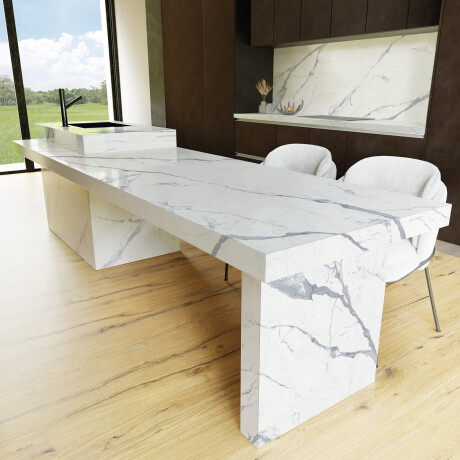Glazed porcelain floor tile, 120x280 cm, matte finish with gray veining, rectified, A4H452 Statuario Superiore #8