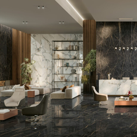 120x120 Floor Porcelain Tile, Marble with Gold Veins, Glossy Finish, A4H475 Sant Loreno #3