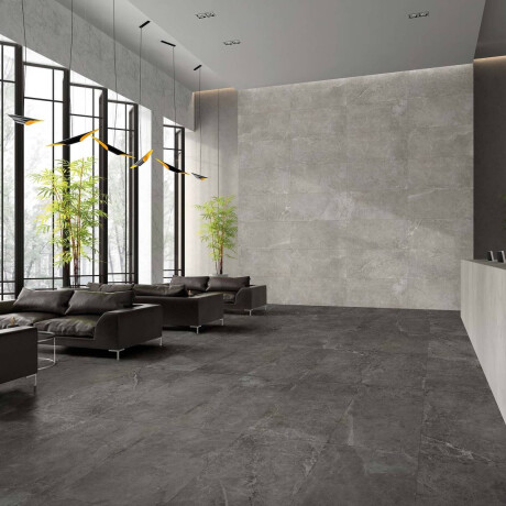 60x120 cm gray floor porcelain tile with light veins, matte finish, A4H613 Ermetica Grigio #5