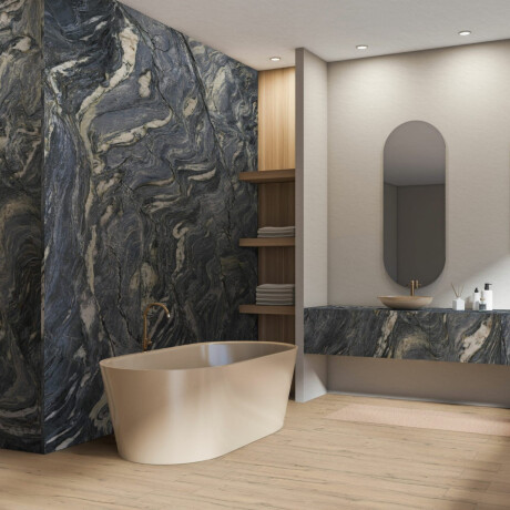 Large-format 120x280 blue marble porcelain tile with light veins, matte finish, A4H678 Esplosione #3