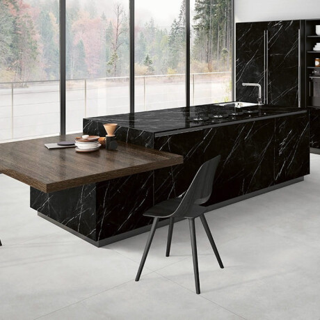 Large-format porcelain tile, 120x280, black marble with white veins, glossy finish, A4H687 Markina Black #7