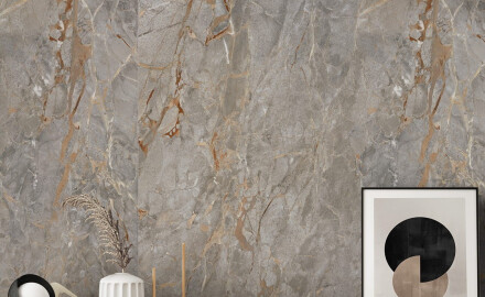 120x120 floor tiles, gray marble with gold veins, glossy finish, A4H723 Sarankolin