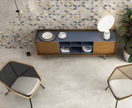 Glazed porcelain floor tile, 60x120 cm, light gray, matte, rectified, A4H83 Iroc White