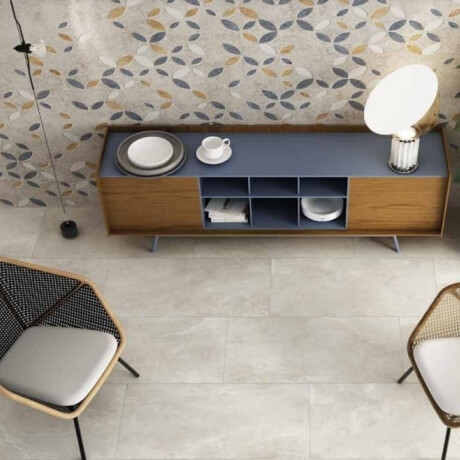 Glazed porcelain floor tile, 60x120 cm, light gray, matte, rectified, A4H83 Iroc White #1