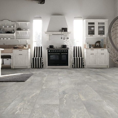 Glazed Porcelain Floor Tile, 60x120 cm, Matte Gray, Rectified, A4H84 Iroc Greige #1