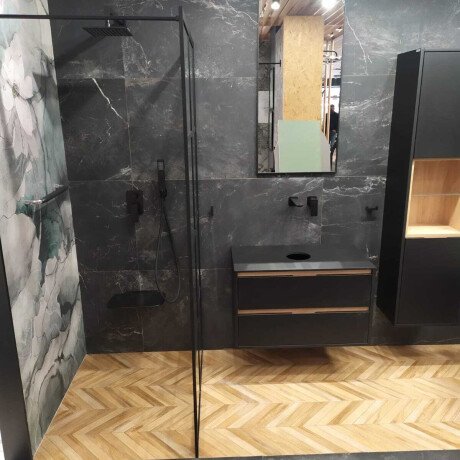 Glazed Porcelain Tile for Floors, 60x120 cm, Matte Black, Rectified, A4H85 Iroc Black #1