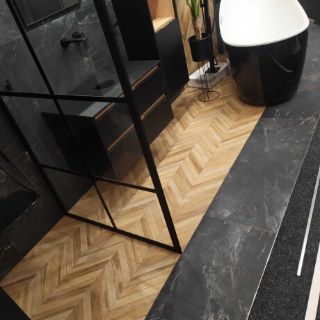 Glazed Porcelain Tile for Floors, 60x120 cm, Matte Black, Rectified, A4H85 Iroc Black #6