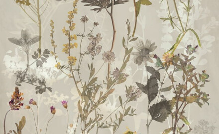 60x120 cm gray wall tile with floral patterns, matte finish, A4H919 Glame