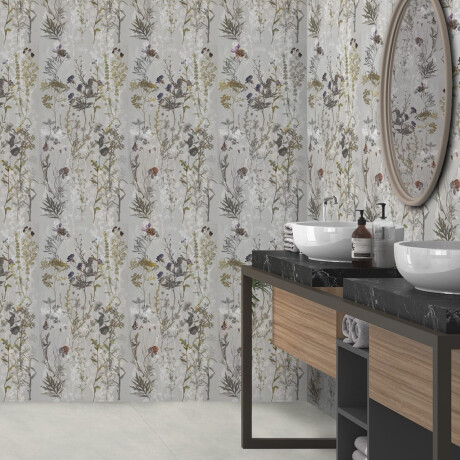 60x120 cm gray wall tile with floral patterns, matte finish, A4H919 Glame #2