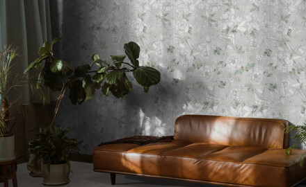 60x120 cm gray wall porcelain tile with floral patterns, matte finish, A4H923 Lirio