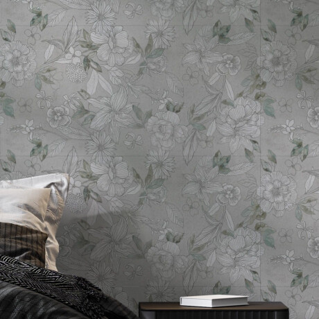 60x120 cm gray wall porcelain tile with floral patterns, matte finish, A4H923 Lirio #2