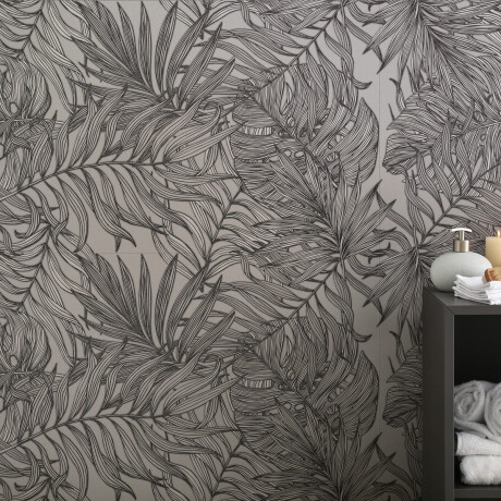 60x120 cm gray wall-mounted porcelain tile with botanical patterns, matte finish, A4H925 Panaria #1
