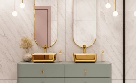 MALAGA countertop washbasin white/gold