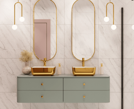 MALAGA countertop washbasin white/gold