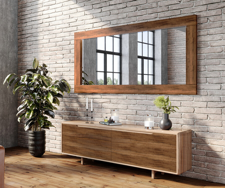 Artforma - Vertical rectangular espejo con marco de madera L224