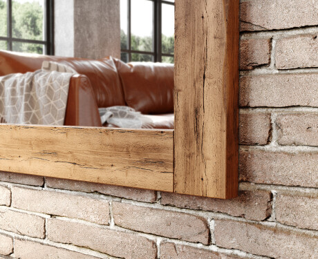 Oak wooden illuminated mirror with rectangular frame and LED Light L225 #2