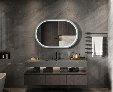 Stadium-shaped LED mirror with a lacquered MDF frame L307 #2