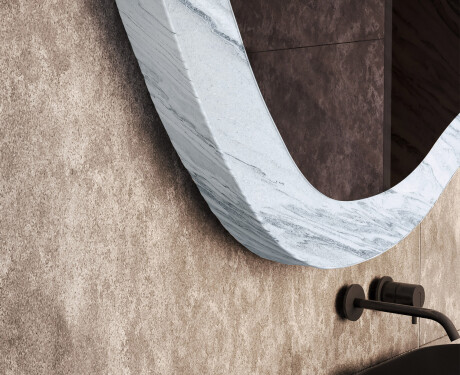 Asymmetrical mirror featuring a stone texture L298 #3