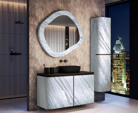 Bathroom mirror with a custom stone frame L297