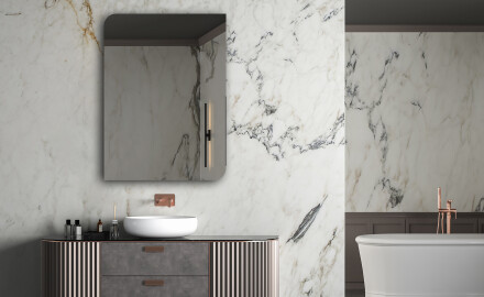 Rounded vertical wall hanging mirror L202