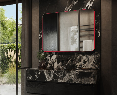 Hanging framed rounded mirror L199