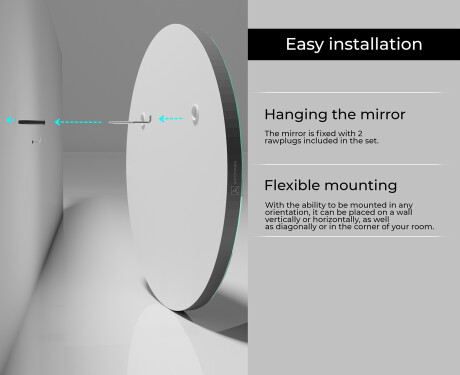 Hanging framed round mirror L203 #5