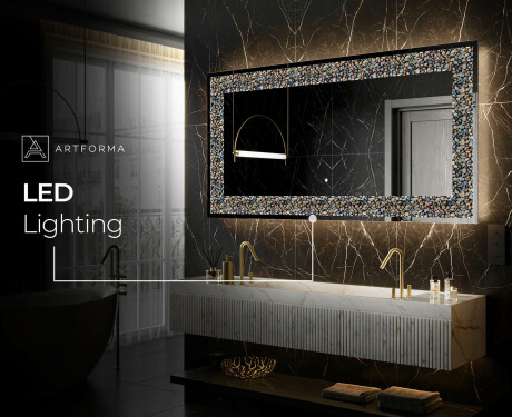 Backlit Decorative Mirror - Natural Stones #9