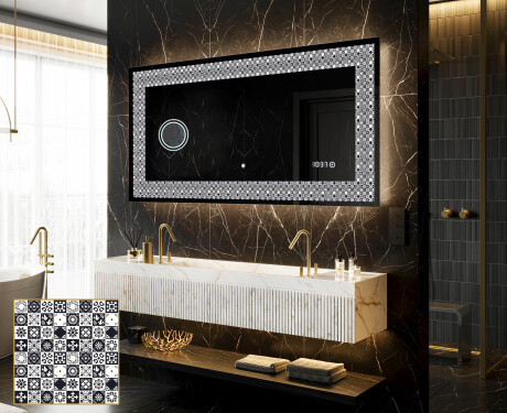 Backlit Decorative Mirror - Geometric Symphony