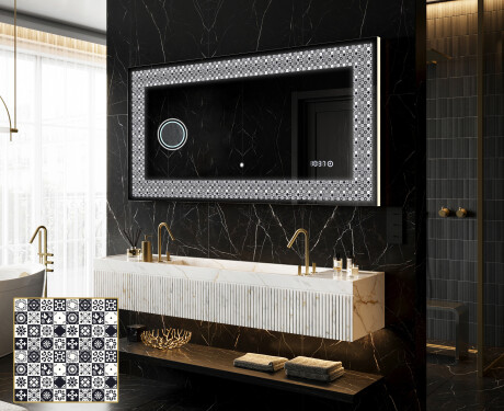 Backlit Decorative Mirror - Geometric Symphony