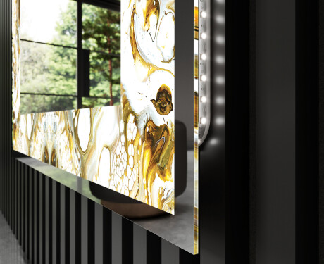 Backlit Decorative Mirror - Golden Streaks #3