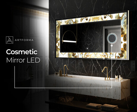 Backlit Decorative Mirror - Golden Streaks #11