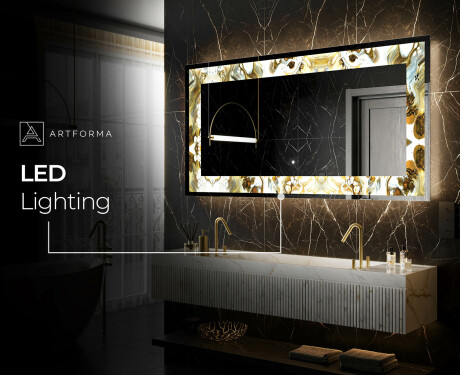 Backlit Decorative Mirror - Golden Streaks #6