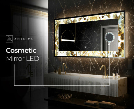 Backlit Decorative Mirror - Golden Streaks #9