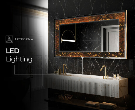 Backlit Decorative Mirror - Amber Shell #10