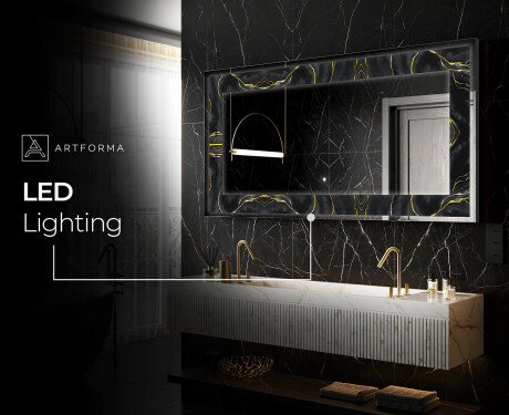 Backlit Decorative Mirror - Golden Veins #10