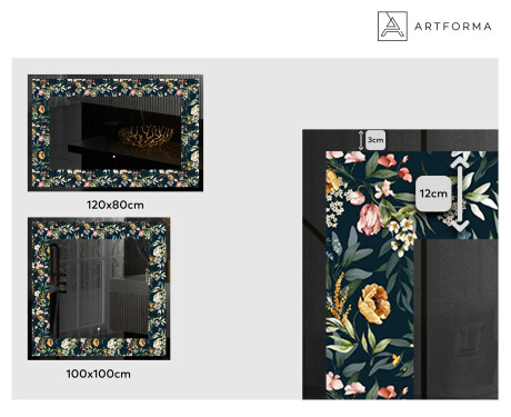 Backlit Decorative Mirror - Cascading Flowers #2