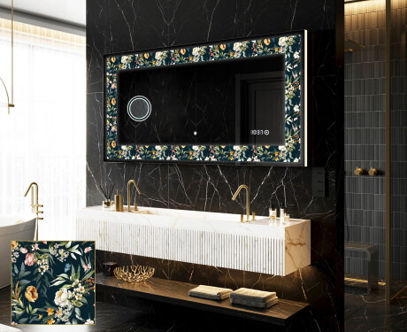 Backlit Decorative Mirror - Cascading Flowers