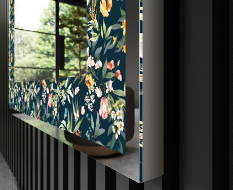 Backlit Decorative Mirror - Cascading Flowers #3